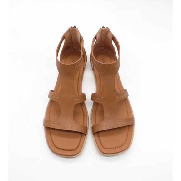 Lucky Brand Tan Leather Gladiator Sandals With Back Zipper Closure Size 8.5 - Picture 1 of 8